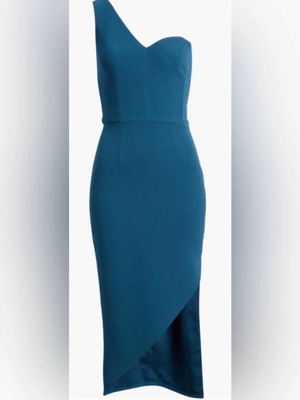 NWOT Dress the Population Magnolia One Shoulder Asymmetric Midi Dress L
